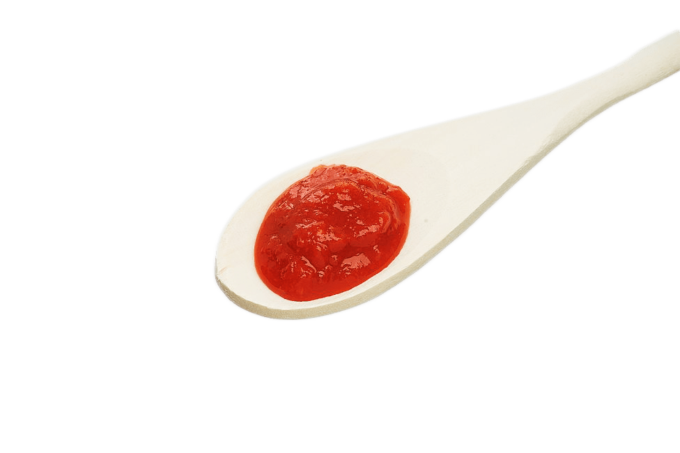 超濃厚で細かく切ったトマト果肉のスプーン