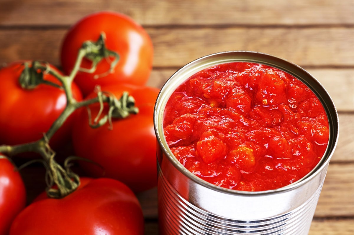Steriltom formats tomato pulp